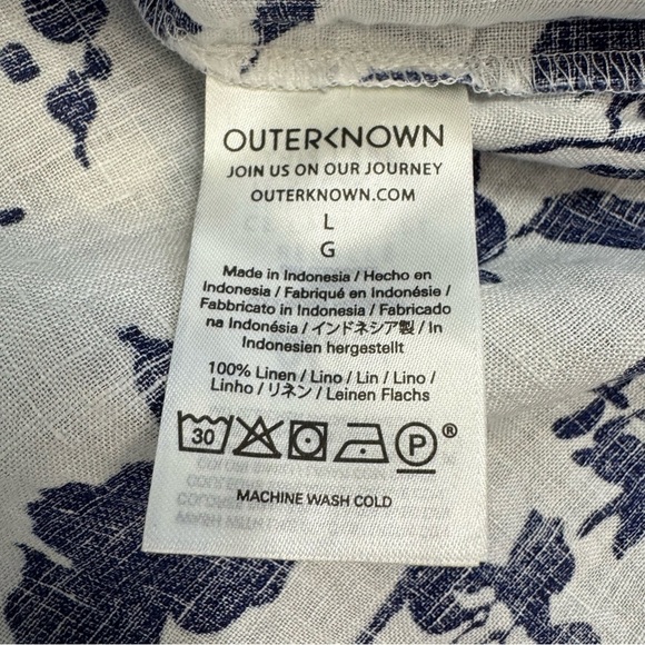 Outerknown Women's Button Up Linen‎ Shirt Floral Long Sleeve White Size Large - Picture 10 of 13